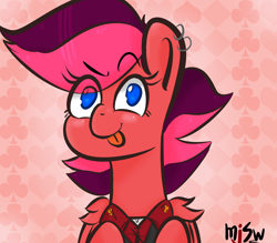 Size: 4000x3500 | Tagged: safe, artist:mjsw, imported from derpibooru, oc, oc only, pegasus, pony, blushing, clothes, female, mare, mlem, silly, solo, tongue out