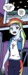 Size: 289x755 | Tagged: safe, artist:pencils, idw, imported from derpibooru, rainbow dash, equestria girls, spoiler:comic, spoiler:comicequestriagirlsmarchradness, cellphone, cropped, female, implied applejack, phone, solo, thigh gap