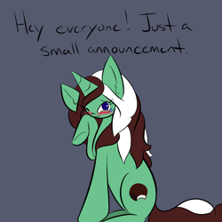 Size: 1000x1000 | Tagged: safe, artist:kaggy009, imported from derpibooru, oc, oc only, oc:peppermint pattie (unicorn), pony, unicorn, ask peppermint pattie, blushing, female, mare, solo