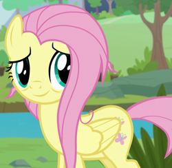 Size: 701x684 | Tagged: safe, imported from derpibooru, screencap, fluttershy, pegasus, pony, she talks to angel, cropped, cute, female, mare, messy mane, shyabetes, smiling, solo