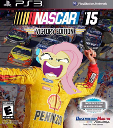 Size: 504x574 | Tagged: safe, deleted from derpibooru, imported from derpibooru, fluttershy, fake, flutterrage, game, nascar, nascar 15, panezoil, pennzoil, playstation, playstation 3, rage, shell, solo, video game, you're going to love me