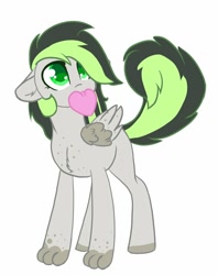 Size: 788x996 | Tagged: safe, artist:noxi1_48, imported from derpibooru, oc, oc only, oc:bree jetpaw, dog, dog pony, hybrid, pegasus, pony, commission, cute, daaaaaaaaaaaw, happy, heart, looking up, mouth hold, ocbetes, pegasus oc, simple background, solo, white background, wings, your character here