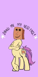 Size: 1080x2160 | Tagged: safe, artist:calebtyink, artist:paperbagpony, imported from derpibooru, oc, oc:paper bag, anthro, centaur, earth pony, pony, taur, draw me my new face, exploitable meme, meme, ponytaur, ponytaur universe, solo