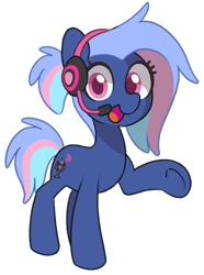 Size: 380x510 | Tagged: safe, artist:dawnfire, imported from derpibooru, oc, oc only, oc:bit rate, earth pony, pony, female, headset, looking at you, mascot, ponyfest, simple background, transparent background