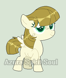 Size: 269x321 | Tagged: safe, artist:azura-spirit-soul, artist:selenaede, imported from derpibooru, zippoorwhill, pegasus, pony, alternate hairstyle, alternate universe, base used, blank flank, female, filly, freckles, gray background, missing accessory, missing cutie mark, raised hoof, redesign, simple background, solo, watermark