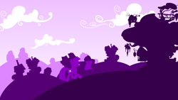 Size: 3265x1837 | Tagged: safe, artist:philiptomkins, imported from derpibooru, twilight sparkle, pony, unicorn, cloud, female, golden oaks library, hooves, horn, library, lineless, mare, minimalist, modern art, silhouette, solo, unicorn twilight, wallpaper