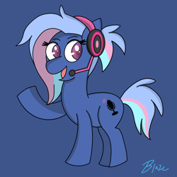 Size: 2048x2048 | Tagged: safe, artist:blazep0ny, imported from derpibooru, oc, oc only, oc:bit rate, pony, cute, female, headset, mare, ponyfest, waving