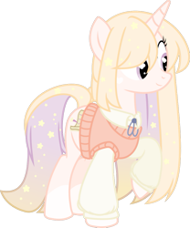 Size: 815x980 | Tagged: safe, artist:kinkydoodle, artist:kojibiose, artist:thieeur-nawng, imported from derpibooru, oc, oc only, oc:glistening stars, pony, unicorn, clothes, cutie mark, scroll, simple background, solo, sweater, transparent background, white hooves