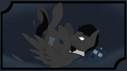 Size: 1920x1080 | Tagged: safe, artist:tiviyl, artist:tiviyl scratch, imported from derpibooru, doctor whooves, time turner, oc, oc only, pegasus, pony, ask discorded whooves, bowtie, crossover, discord whooves, discorded, doctor who, falling, solo, stars, tardis, teary eyes, the doctor