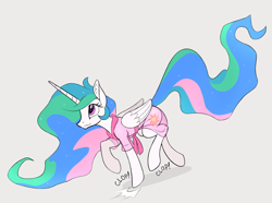 Size: 4364x3243 | Tagged: safe, artist:derpydash, derpibooru exclusive, imported from derpibooru, princess celestia, alicorn, pony, clothes, cute, cutelestia, ear fluff, female, gray background, high res, leg fluff, mare, onomatopoeia, see-through, simple background, solo, white background