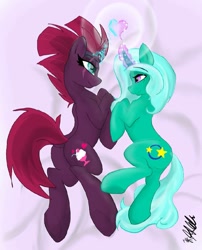 Size: 971x1200 | Tagged: safe, artist:rainbowfoxxy, artist:rileyisherehide, deleted from derpibooru, edit, imported from derpibooru, fizzlepop berrytwist, glitter drops, tempest shadow, female, glittershadow, lesbian, shipping, trace