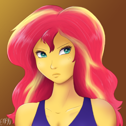 Size: 1000x1000 | Tagged: safe, artist:empyu, imported from derpibooru, sunset shimmer, equestria girls, bust, female, portrait, sketch, solo