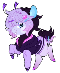 Size: 1024x1254 | Tagged: safe, artist:azure-art-wave, imported from derpibooru, oc, oc only, oc:xei, earth pony, pony, antennae, chibi, clothes, hoodie, simple background, solo, transparent background