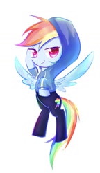 Size: 828x1440 | Tagged: safe, artist:bronyazaych, imported from derpibooru, rainbow dash, pegasus, pony, equestria girls, equestria girls series, clothes, cute, cutie mark, cutie mark on clothes, dashabetes, equestria girls ponified, female, hoodie, human pony dash, looking at you, mare, ponified, simple background, solo, spread wings, white background, wings