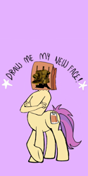 Size: 1080x2160 | Tagged: safe, artist:calebtyink, artist:paperbagpony, imported from derpibooru, oc, oc:paper bag, anthro, centaur, earth pony, pony, taur, bendy and the ink machine, draw me my new face, exploitable meme, ink machine, meme, ponytaur, ponytaur universe, solo