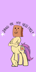 Size: 1080x2160 | Tagged: safe, artist:calebtyink, artist:paperbagpony, imported from derpibooru, oc, oc:paper bag, centaur, draw me my new face, exploitable meme, meme, ponytaur