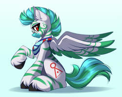 Size: 4165x3333 | Tagged: safe, artist:airiniblock, imported from derpibooru, oc, oc only, oc:kilani, pegasus, pony, zebra, zebrasus, glasses, male, sitting, solo, stallion, wings, zebra oc