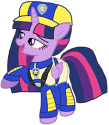 Size: 911x1043 | Tagged: safe, artist:徐詩珮, imported from derpibooru, twilight sparkle, alicorn, pony, series:sprglitemplight diary, series:sprglitemplight life jacket days, series:springshadowdrops diary, series:springshadowdrops life jacket days, alternate universe, base used, chase (paw patrol), clothes, eyelashes, female, hat, mare, open mouth, paw patrol, raised hoof, simple background, smiling, solo, transparent background, twilight sparkle (alicorn), ultimate rescue