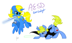 Size: 1872x1123 | Tagged: safe, artist:zoidledoidle, imported from derpibooru, oc, oc only, oc:gear gadget, oc:luke skypony, alicorn, pony, fight, lightsaber, mouth hold, simple background, star wars, transparent background, weapon