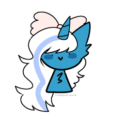 Size: 768x768 | Tagged: safe, artist:sleepyykitsune, imported from derpibooru, oc, oc:fleurbelle, alicorn, alicorn oc, blushing, bow, chest fluff, female, hair bow, horn, mare, smiling