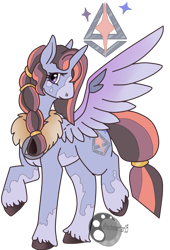 Size: 1280x1879 | Tagged: safe, artist:technowriter15, imported from derpibooru, oc, oc only, alicorn, pony, coat markings, cutie mark, female, mare, offspring, parent:rockhoof, parent:twilight sparkle, parents:rocklight, simple background, solo, spread wings, transparent background, unshorn fetlocks, wings