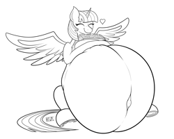 Size: 5000x4000 | Tagged: safe, artist:evan555alpha, imported from derpibooru, twilight sparkle, alicorn, pony, belly, belly button, big belly, binder, book, eyes closed, female, frog (hoof), heart, hug, huge belly, hyper, hyper belly, hyper pregnancy, impossibly large belly, linea nigra, lineart, monochrome, outie belly button, preglight sparkle, pregnant, signature, sitting, smiling, solo, spread wings, tail, twilight sparkle (alicorn), underhoof, wings