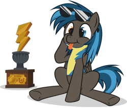 Size: 2000x1709 | Tagged: safe, artist:le-23, imported from derpibooru, oc, oc only, oc:going lucky, pegasus, pony, clothes, heterochromia, male, simple background, solo, stallion, sunglasses, tongue out, transparent background, trophy, uniform, wonderbolt trainee uniform