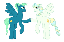 Size: 1046x682 | Tagged: safe, artist:mlp-headstrong, imported from derpibooru, sky stinger, vapor trail, pegasus, pony, duo, female, male, mare, shipping, simple background, stallion, straight, transparent background, vaporsky, vector