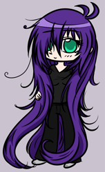 Size: 571x942 | Tagged: safe, artist:homumu, imported from derpibooru, oc, oc only, oc:andromeda, human, clothes, female, hair over one eye, humanized, messy mane, simple background, solo