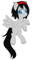 Size: 909x1703 | Tagged: safe, artist:homumu, imported from derpibooru, oc, oc only, pegasus, pony, chest fluff, hairband, pegasus oc, rearing, simple background, smiling, transparent background, unshorn fetlocks, wings