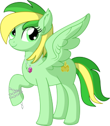 Size: 5930x6824 | Tagged: safe, artist:cyanlightning, imported from derpibooru, oc, oc only, oc:lefty greens, pegasus, pony, .svg available, absurd resolution, chains, commission, cute, ear fluff, female, jewelry, looking at you, mare, pendant, simple background, solo, spread wings, transparent background, vector, wings