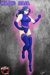 Size: 600x900 | Tagged: safe, artist:necrotitandesigns, imported from derpibooru, twilight sparkle, human, boots, breasts, busty twilight sparkle, humanized, magic gaia, shoes, superhero, thigh boots