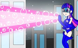 Size: 1280x800 | Tagged: safe, artist:creepyendly, imported from derpibooru, twilight sparkle, human, equestria girls, boots, human coloration, magic, magic gaia, shoes, superhero, thigh boots