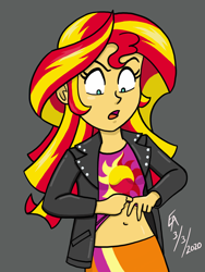 Size: 1668x2224 | Tagged: safe, artist:mayorlight, imported from derpibooru, sunset shimmer, equestria girls, belly button, clothes, midriff, narrowed eyes, open mouth, shirt, shirt lift, solo