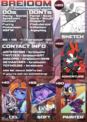 Size: 1750x2450 | Tagged: safe, artist:breioom, imported from derpibooru, starlight glimmer, oc, oc:golden glory, oc:morning flower, anthro, pony, unicorn, commission, commissions sheet, furry, price sheet, silver the hedgehog, sonic oc, sonic the hedgehog (series)