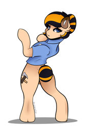 Size: 4000x6000 | Tagged: safe, artist:cyberafter, imported from derpibooru, oc, oc only, oc:blue collar, earth pony, pony, semi-anthro, art trade, clothes, female, mare, shirt, simple background, solo, transparent background