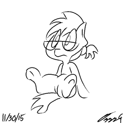 Size: 512x512 | Tagged: safe, artist:ozzyg, imported from derpibooru, oc, oc only, oc:tinker tools, earth pony, pony, glasses, male, monochrome, sitting, solo, stallion