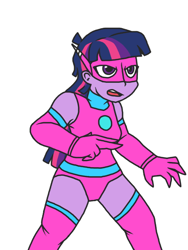 Size: 480x640 | Tagged: safe, artist:blaseroth, imported from derpibooru, twilight sparkle, human, equestria girls, boots, clothes, gloves, magic gaia, motorcross, plasma girl, shoes, superhero, thigh boots