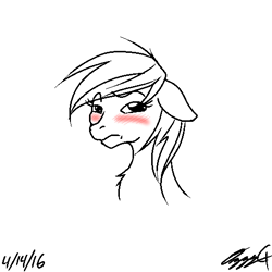 Size: 512x512 | Tagged: safe, artist:ozzyg, imported from derpibooru, rainbow dash, pony, blushing, bust, female, partial color, solo