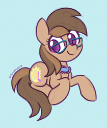 Size: 1500x1784 | Tagged: safe, artist:dawnfire, imported from derpibooru, oc, oc only, oc:dawnsong, earth pony, pony, choker, female, glasses, mare, signature, simple background, sketch, smiling, solo