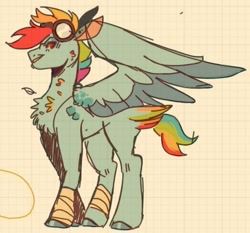 Size: 458x426 | Tagged: safe, artist:_lunalatte_, imported from derpibooru, rainbow dash, pegasus, pony, bandage, female, goggles, solo