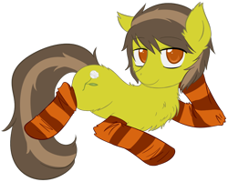 Size: 956x764 | Tagged: safe, artist:homumu, imported from derpibooru, oc, oc only, earth pony, pony, chest fluff, clothes, draw me like one of your french girls, earth pony oc, simple background, socks, solo, striped socks, transparent background