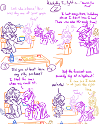 Size: 4779x6013 | Tagged: safe, artist:adorkabletwilightandfriends, imported from derpibooru, moondancer, spike, starlight glimmer, twilight sparkle, oc, oc:pinenut, alicorn, cat, dragon, pony, unicorn, comic:adorkable twilight and friends, adorkable, adorkable twilight, comic, couch, cup, cute, dork, exercise, family, food, friendship, fun, glowing horn, horn, humor, laughing, lazy, lying down, magic, majestic as fuck, napkin, napkins, pain, pizza, pizza box, pop, popcorn, silly, sitting, slice of life, soda, spoon, telekinesis, tired, toilet humor, twilight sparkle (alicorn), wholesome, yoga, yogurt