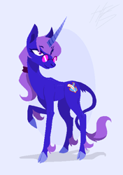 Size: 412x586 | Tagged: safe, artist:phlegraofmystery, imported from derpibooru, oc, oc only, oc:acuity, classical unicorn, unicorn, cloven hooves, eye clipping through hair, glasses, leonine tail, unshorn fetlocks