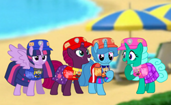 Size: 1440x886 | Tagged: safe, artist:徐詩珮, imported from derpibooru, fizzlepop berrytwist, glitter drops, spring rain, tempest shadow, twilight sparkle, alicorn, unicorn, series:sprglitemplight diary, series:sprglitemplight life jacket days, series:springshadowdrops diary, series:springshadowdrops life jacket days, alternate universe, bisexual, broken horn, chase (paw patrol), clothes, cute, female, glitterbetes, glitterlight, glittershadow, horn, lesbian, lifeguard, lifeguard spring rain, marshall (paw patrol), paw patrol, polyamory, shipping, skye (paw patrol), sprglitemplight, springbetes, springdrops, springlight, springshadow, springshadowdrops, tempestbetes, tempestlight, twilight sparkle (alicorn), ultimate rescue, zuma (paw patrol)