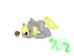 Size: 900x675 | Tagged: safe, artist:cosmic-rust, imported from derpibooru, derpy hooves, pegasus, pony, face down ass up, female, food, mare, muffin, simple background, solo, that pony sure does love muffins, transparent background