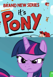 Size: 380x552 | Tagged: safe, edit, edited screencap, imported from derpibooru, screencap, spike, twilight sparkle, alicorn, pony, school raze, angry, annie bramley, it's pony, nickelodeon, reaction image, twilight sparkle (alicorn)