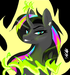 Size: 914x978 | Tagged: safe, artist:rainbowfoxxy, deleted from derpibooru, imported from derpibooru, changeling, unicorn