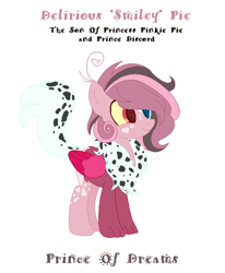 Size: 528x640 | Tagged: safe, artist:musicbetmlp, artist:selenaede, imported from derpibooru, oc, oc only, oc:delirious pie, draconequus, pony, base used, interspecies offspring, offspring, parent:discord, parent:pinkie pie, parents:discopie, simple background, solo, white background