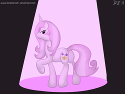 Size: 2000x1500 | Tagged: safe, artist:dizaster321, imported from derpibooru, fleur-de-lis, pony, unicorn, butt, female, looking at you, looking back, mare, plot, raised hoof, smiling, spotlight